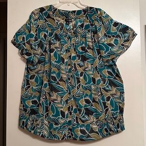 East 5th Floral Blouse - Teal, Olive, Black